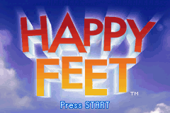 Happy Feet title screen for GameBoy Advance